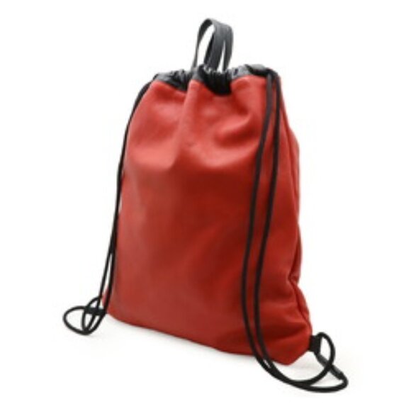 Gucci Print Drawstring Backpack Rucksack Tote Bag Leather Red Black 516639 - Picture 3 of 10